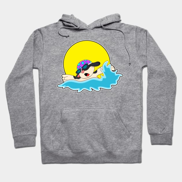 Dog at Swimming with Swim goggles Hoodie by Markus Schnabel